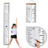 Birch Trees Canvas Growth Chart Sign Baby to Adult Height Ruler Tracker — White growth chart with black markings, wooden