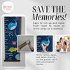 Ocean Canvas Growth Chart Kids Height Ruler Sea Nursery Art — Colorful growth chart featuring underwater creatures on a blue