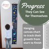 Ocean Canvas Growth Chart Kids Height Ruler Sea Nursery Art — Hanging canvas growth chart with colorful designs on a white