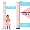 Rose Gold Pink Girls Canvas Growth Chart Sign Height Ruler Nursery Decor Personalized