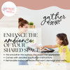 Gather Wall Decal - Kitchen Wall Art & Home Decor Sticker — Black cursive text on a light background with two women