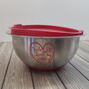 Custom Name Made with Love Decals - Personalize Your Kitchen Bowls Red on Silver Bowl