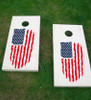 Rustic American Flag Vinyl Sticker Decal for Patriotic Lawn Game Cornhole Boards DeepBlue Red on White Beanbag Boards