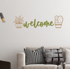 Plant Art Entryway Wall Sticker Cursive Welcome Lettering Wall Decal Tan Olive
