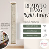 Linen Beige Canvas Height Ruler Growth Chart Wall Art Sign — Vertical growth chart with ruler markings in beige, placed
