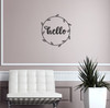 Hello with Wreath Graphic Wall Sticker | Vinyl Art for Round Wood Sign Black