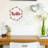 Hello with Wreath Graphic Wall Sticker | Vinyl Art for Round Wood Sign Red