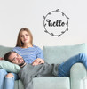 Hello with Wreath Graphic Wall Sticker Vinyl Art for Round Wood Sign Black