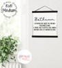 Bathroom Definition Canvas Sign Funny Wall Art Print Relaxing Space Medium Black Wood