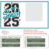 Senior 2026 Name Photo Graduation Banner Custom Poster — Bold black and teal design with large "2025" and "Senior" text on
