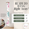 Flamingo Canvas Growth Chart Sign Girls Blush Pink Height Ruler — Colorful growth chart with whimsical designs, marked in