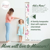 Flamingo Canvas Growth Chart Sign Girls Blush Pink Height Ruler — Colorful growth chart with floral and flamingo designs on