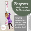 Flamingo Canvas Growth Chart Sign Girls Blush Pink Height Ruler — Hanging growth chart on canvas with colorful illustrations
