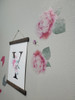 Watercolor Pink Peony Flower Wall Decal Stickers Home Wall Art Decor on gray wall