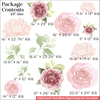 Pastel Rose Cream Watercolor Flowers Wall Art Decal Stickers Vinyl Decor Sizing 24-inch