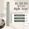 Checkered Canvas Growth Chart Sign: Personalized Height Ruler with Modern Wall Art Design — Vertical growth chart with a