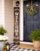 Welcome Y'all Vertical Lettering Wreath Vinyl Decal Sticker for Tall Wood Sign Porch Sitter Decor white