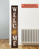 Welcome Sunflower Vertical Lettering Vinyl Decal Sticker for Tall Wood Sign Porch Sitter Decor White Honey