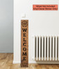 Personalized Family Name Welcome to our Home Vertical Lettering Wreath Vinyl Decal Sticker for Tall Wood Sign Porch Sitter Decor Black