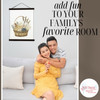Rustic Flowers Basket Canvas Wall Hanging Sign — Brightly colored artwork in a wooden frame, hung above a cozy couple