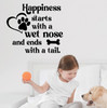 Happiness Ends With Tail Pet Love Wall Decor Art Decal Sticker Quote Black