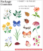 Watercolor Florals Bugs Wall Art Sticker Decals Nature Inspired Decor pkg contents