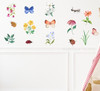 Vibrant Florals Butterfly Ladybug Wall Art Sticker Decals — Colorful wall decals of flowers, butterflies, and insects on a