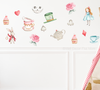 Whimsical Wonderland Alice Tea Party Vinyl Wall Sticker Decals 15pc