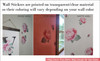 Wonderland Alice Tea Party Full Color Wall Sticker Decals — Floral wall stickers on gray, pink, and white backgrounds