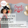 Congrats Graduate Wall Decal Sticker Grad Party Decor — Graduation-themed wall art with balloons and a graduate in a cap and