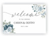 Welcome to Our Wedding Poster Personalized Welcome Sign Dusty Blue Floral