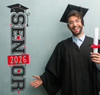 Senior 2026 Wall Decal Vertical Graduation Party Decor Vinyl Sticker Black Red