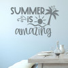 Summer is Amazing Wall Decal Sun Palms Seasonal Vinyl Sticker Quote StormGray