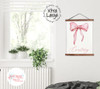 Personalized Girls Name Canvas Art Sign Pink Bow Room Decor Print XLarge Walnut Wood