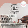 Running on Caffeine Christmas Cheer Wall Decal Winter Quote Sticker — Black wall art with holiday-themed lettering on a soft