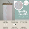 Personalized Gingham Scallop Growth Chart Canvas Wall Hanging Height Tracker — Wooden-framed wall decor with pink gingham