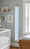 Personalized Gingham Scallop Growth Chart Canvas Wall Hanging Height Tracker — Tall growth chart with blue checkered design