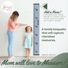 Personalized Gingham Canvas Growth Chart | Kids Height Ruler Wall Art — Wooden growth chart hanging on wall, featuring a