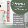 Personalized Gingham Canvas Growth Chart | Kids Height Ruler Wall Art — Hanging canvas growth chart with red and white