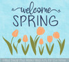 Welcome Spring Tulips Wall Decal | Round Wood Sign Sticker