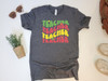 Retro Teacher Shirt | Colorful Teacher Gift Graphic Tee for School heather gray