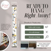 Personalized Boys Construction Growth Chart Canvas Wall Hanging Height Ruler ready to hang