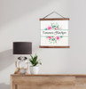 Personalized Floral Canvas Wall Hanging | Custom Name Sign | 4 Sizes, 2 Frame Colors Medium 15x15 Walnut Wood