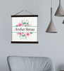 Personalized Floral Canvas Wall Hanging | Custom Name Sign | 4 Sizes, 2 Frame Colors Small Blk Wood