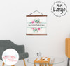 Personalized Floral Canvas Wall Hanging | Custom Name Sign | 4 Sizes, 2 Frame Colors Large Walnut Wood