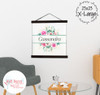 Personalized Floral Canvas Wall Hanging | Custom Name Sign | 4 Sizes, 2 Frame Colors Xlarge Blk Wood