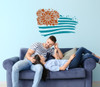 Sunflower American Flag Wall Decal – Patriotic Floral Vinyl Wall Art Decor Clay Teal