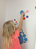 multi-colored wall sticker circles in Girls Room, Children can even help apply these easy Peel n Stick decals