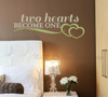 Two Hearts Become One Wedding Wall Decal Sticker Vinyl Warm Gray and Olive Green