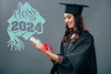Class of 2024 Wall Vinyl Decals Sticker for Graduation Decoration Grad Hat Art 23x18-Inch Beach House